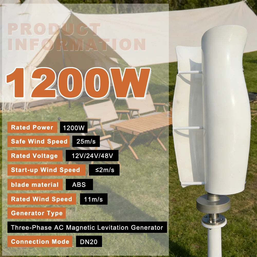 ST-1200W Tulip Wind Turbine 12-24-48V Off-Grid Power