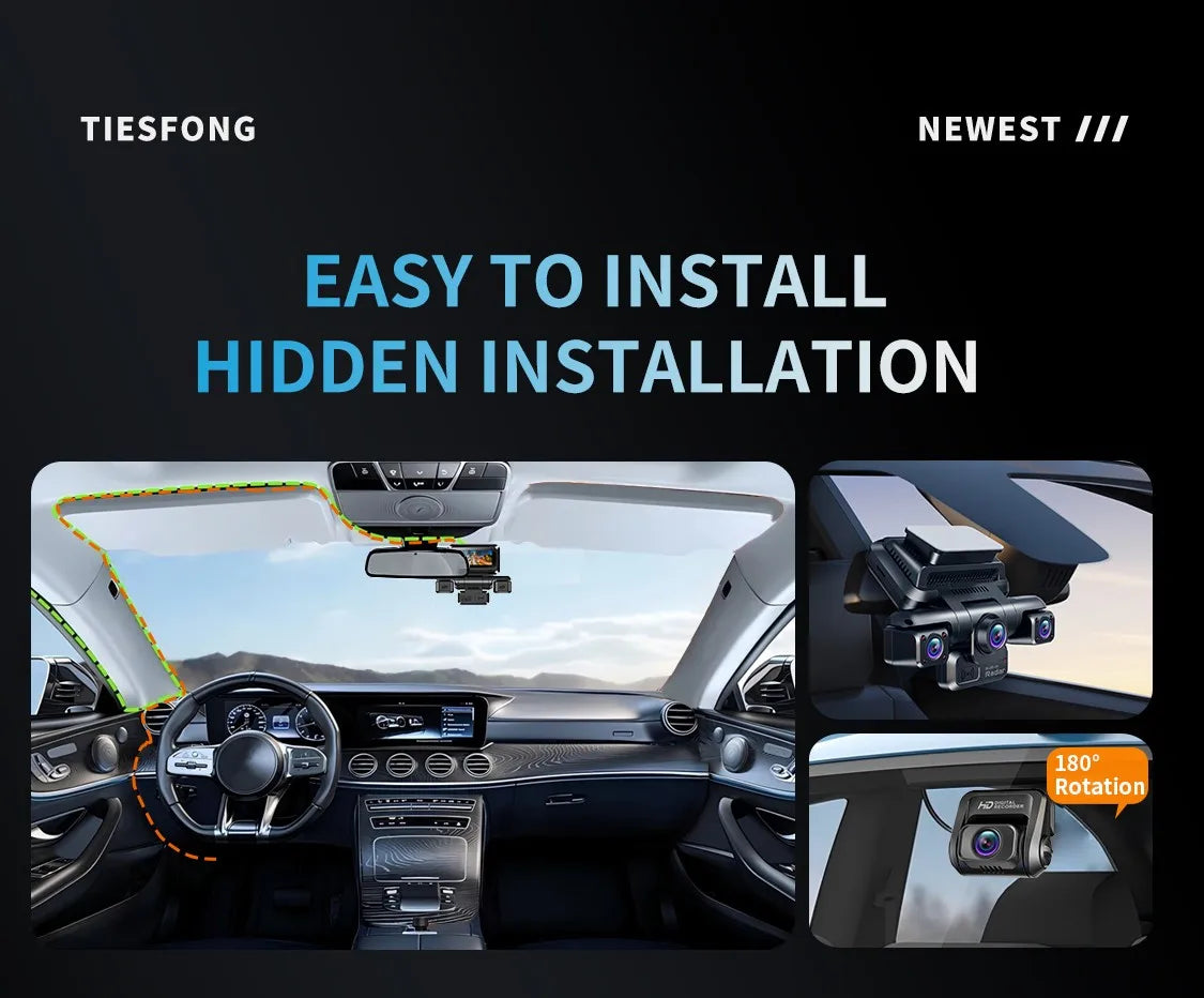 4CH GPS Radar Dash Cam 360° 24H Parking Monitor