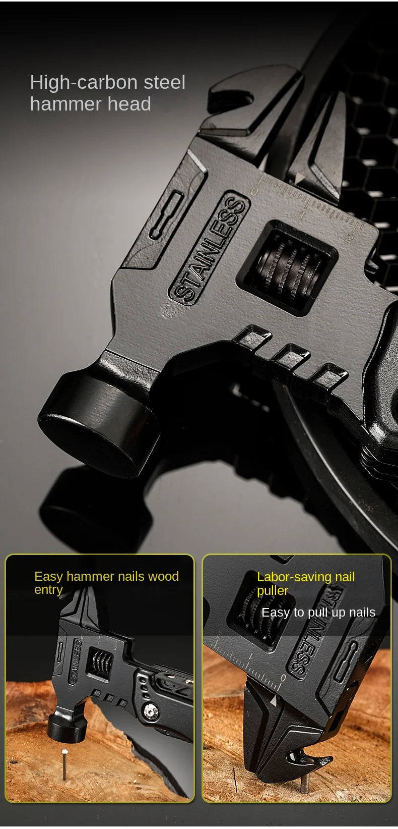 Multitool Pliers Hammer Adjustable Spanner Stainless Steel Multi-tools BushLine