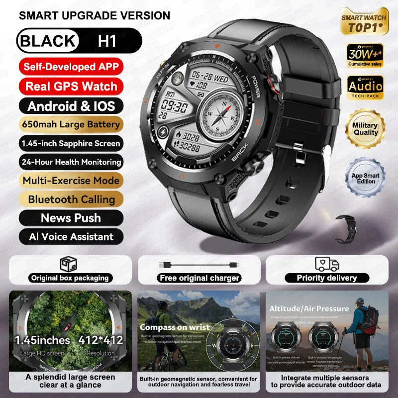 GPS Bluetooth GPS Smart Sports Watch 650mAh Battery