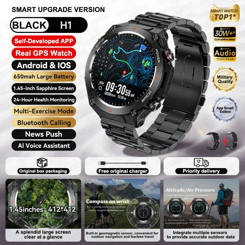 GPS Bluetooth GPS Smart Sports Watch 650mAh Battery