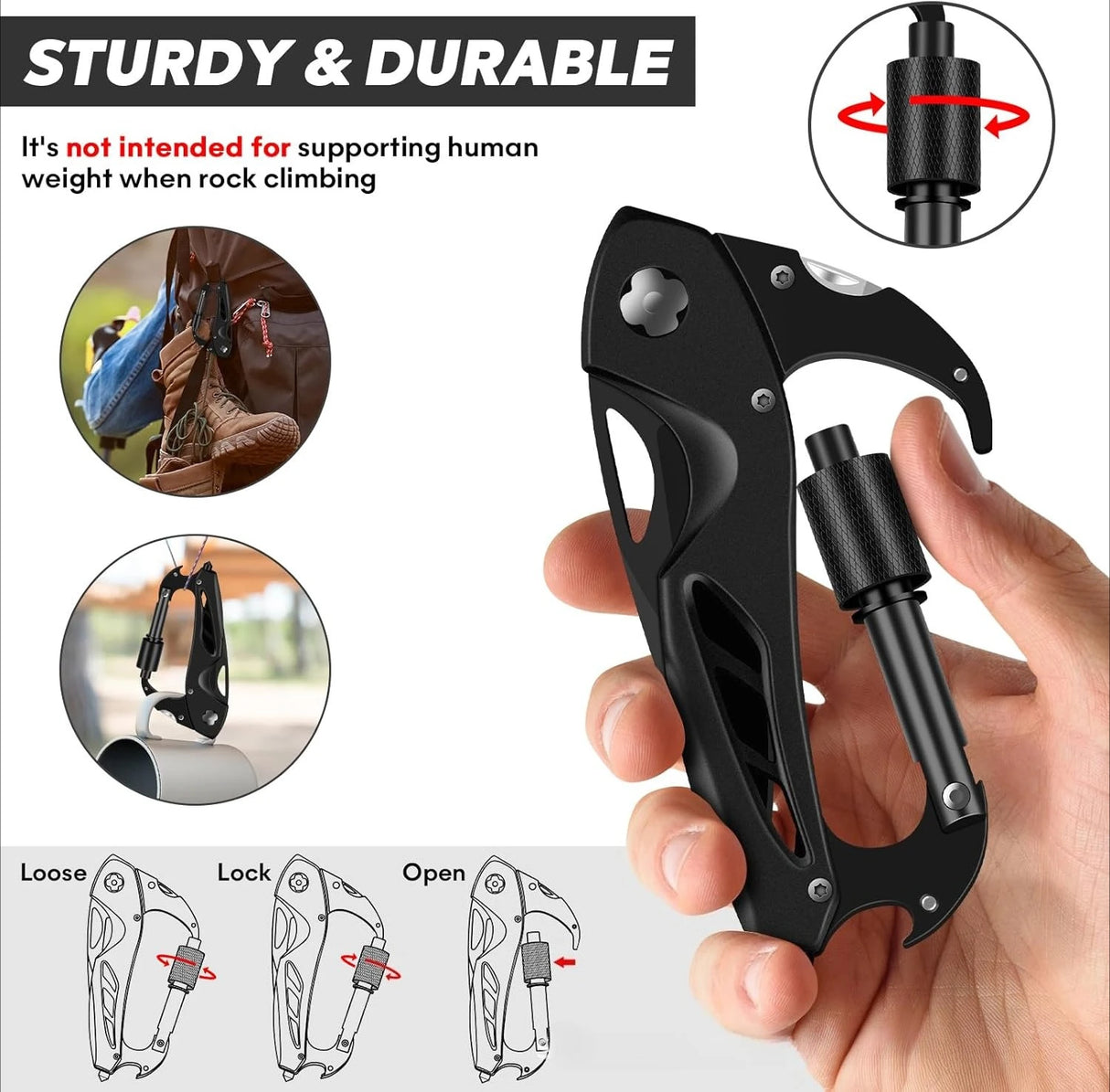 Multi-Tool Carabiner - Camping EDC Clip Multi-tools BushLine
