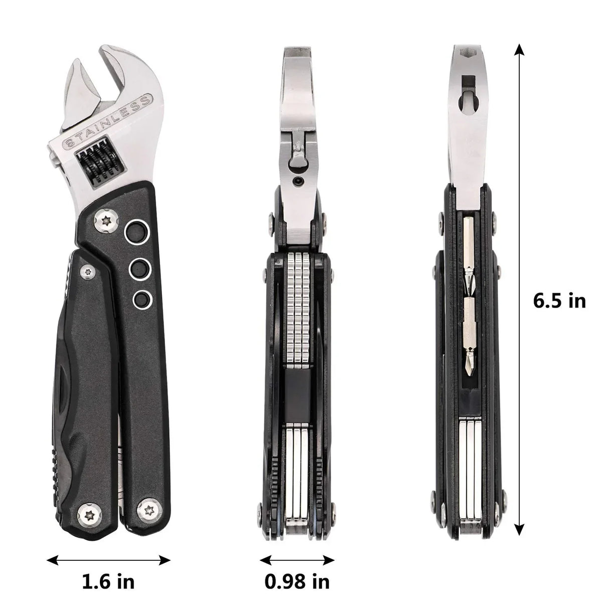 Adjustable Multi functional Wrench Folding Knife Pliers Screwdriver tools BushLine