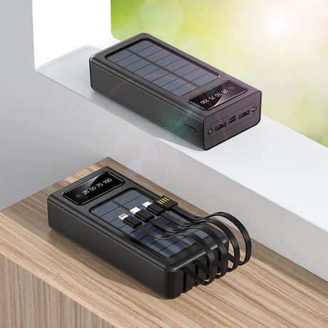 Solar Powerbank 30000mAh USB On-Board Cables solar power BushLine Black 30000mAh 
