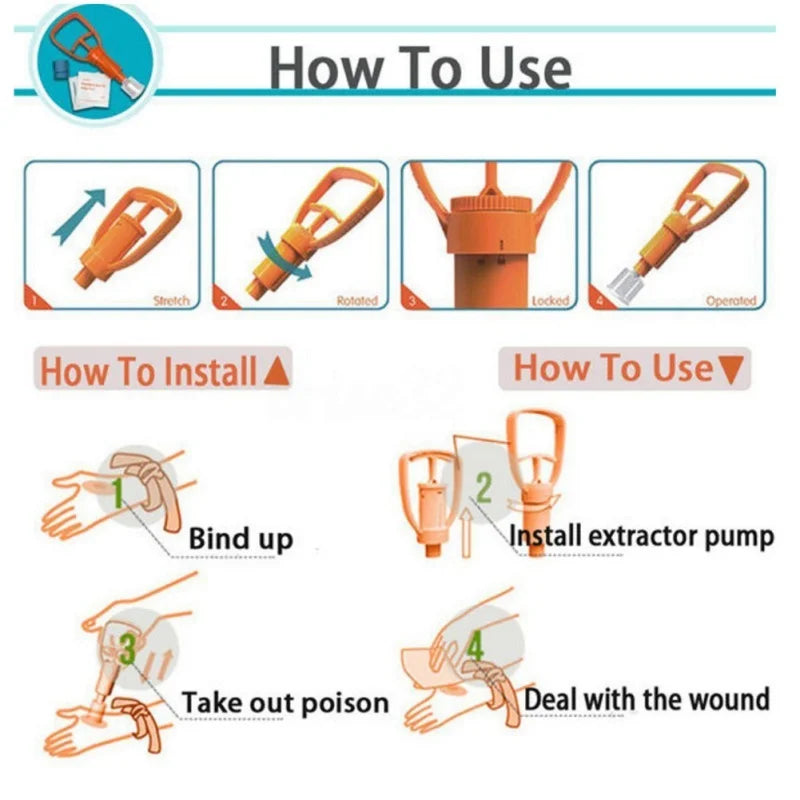 Snake Bite - Bee Sting - Venom Extractor Suction Kit Health