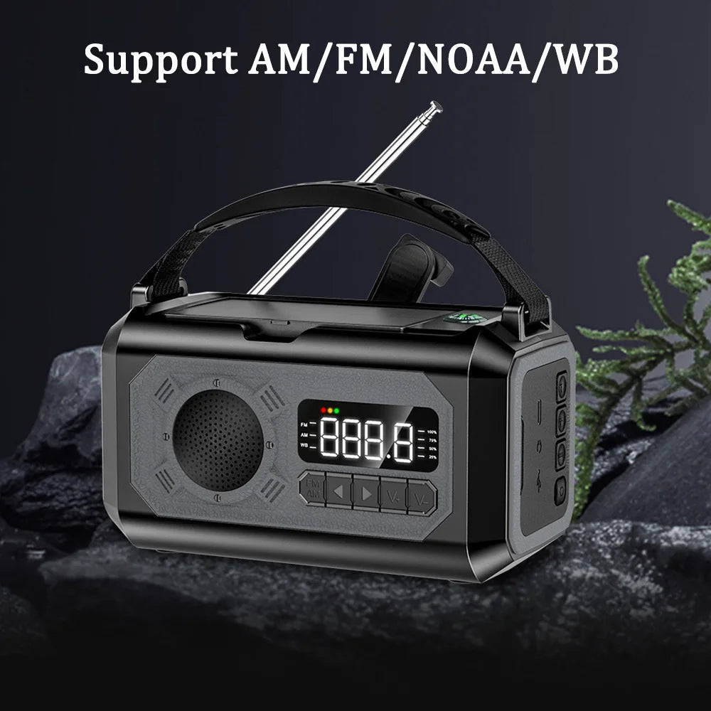 Solar 12000mAh Emergency Radio Charger AM/FM Hand Crank solar power
