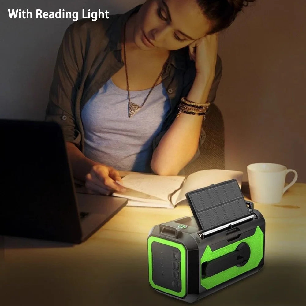 Solar 12000mAh Emergency Radio Charger AM/FM Hand Crank solar power