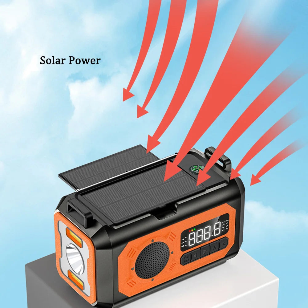 Solar 12000mAh Emergency Radio Charger AM/FM Hand Crank solar power