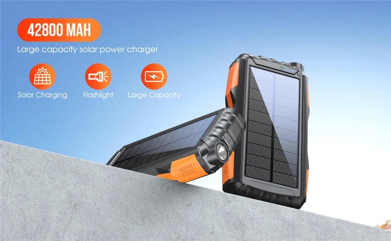 Solar Power Bank 42800mAh Waterproof Portable Charger Powerbank solar power BushLine