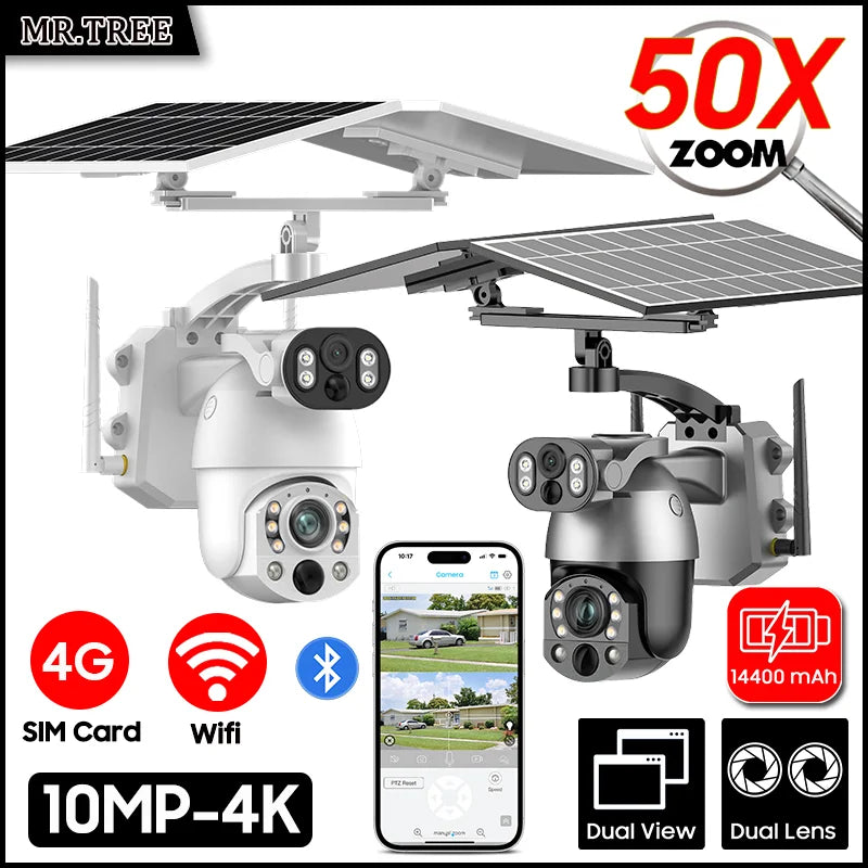 Solar Security Camera WIFI Human Tracking 50X Optical Zoom security systems