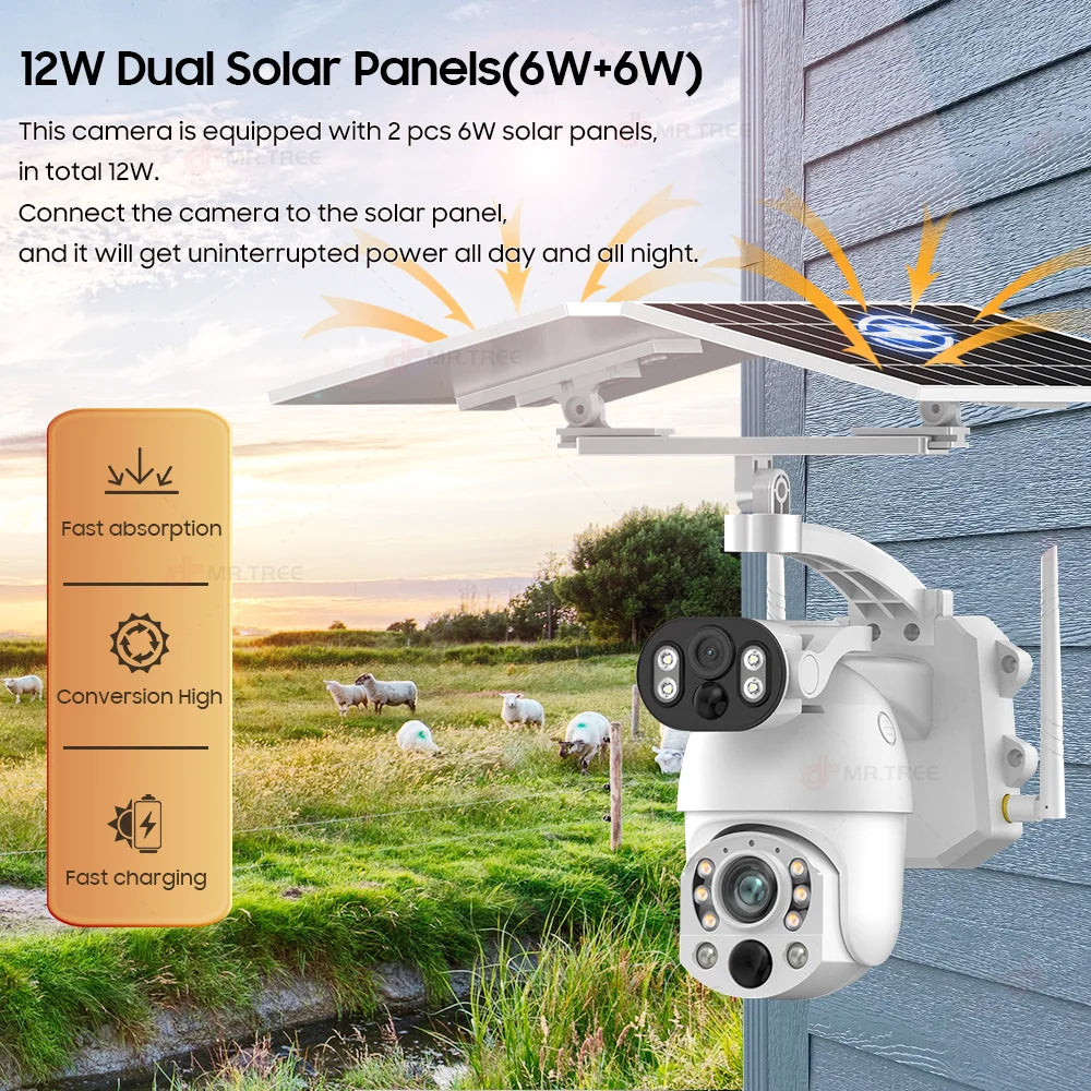 Solar Security Camera WIFI Human Tracking 50X Optical Zoom security systems