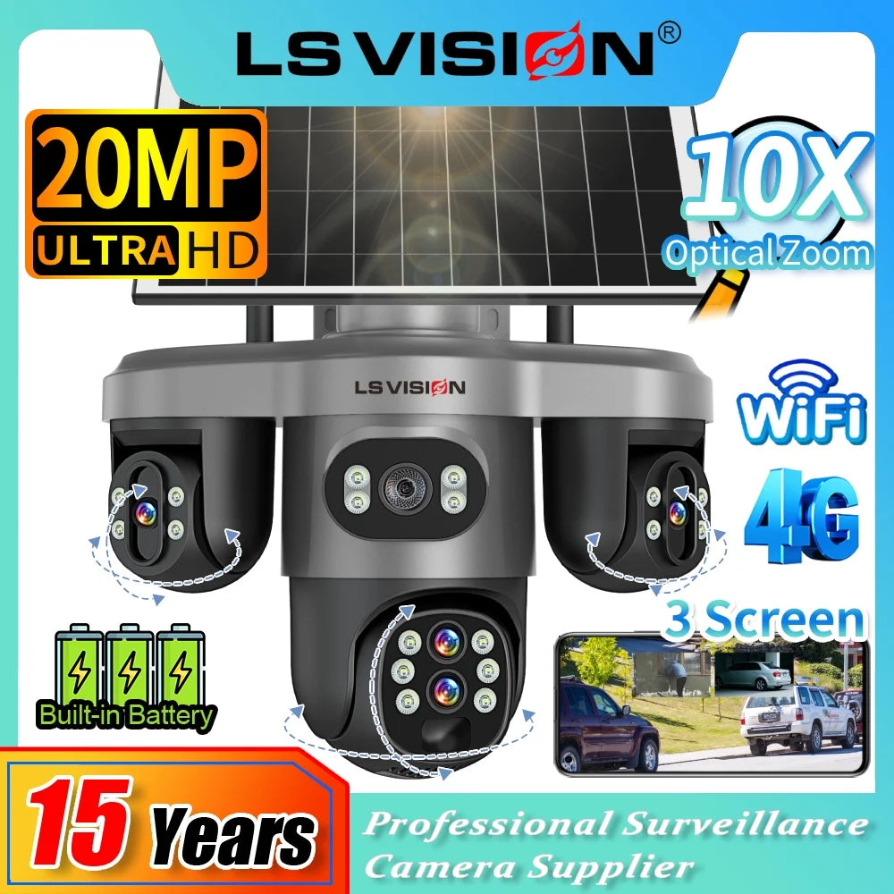 Solar Security Camera WiFi 10X Zoom Auto Tracking Wifi Surveillance Security & Safety