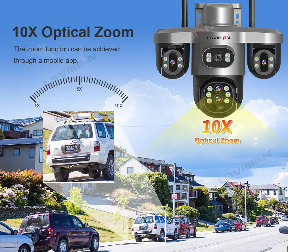 Solar Security Camera WiFi 10X Zoom Auto Tracking Wifi Surveillance Security & Safety