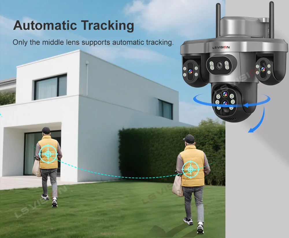 Solar Security Camera WiFi 10X Zoom Auto Tracking Wifi Surveillance Security & Safety