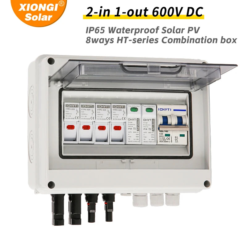 Solar photovoltaic PV Combiner Box With Lightning Protection 2 in 1 out electrical supplys BushLine