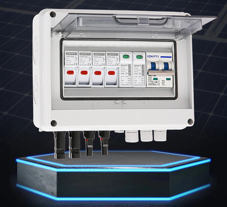 Solar photovoltaic PV Combiner Box With Lightning Protection 2 in 1 out electrical supplys BushLine