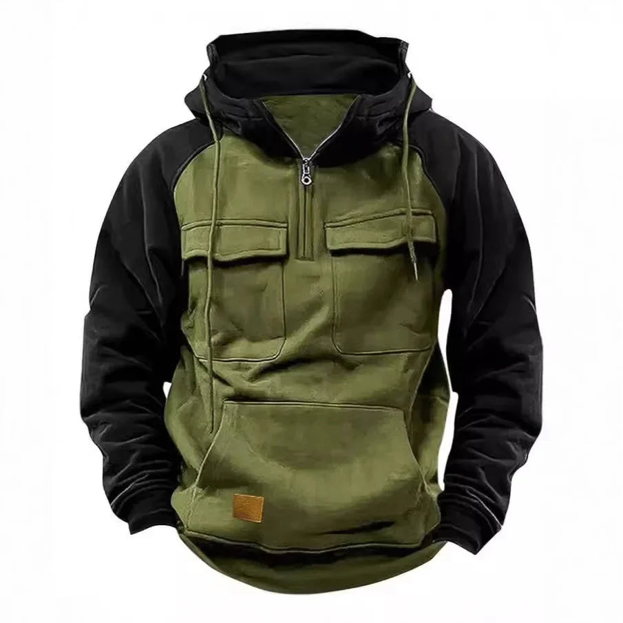 Tactical Half-Zip Workwear Hoodie, Multi-Pocket outdoor equipment