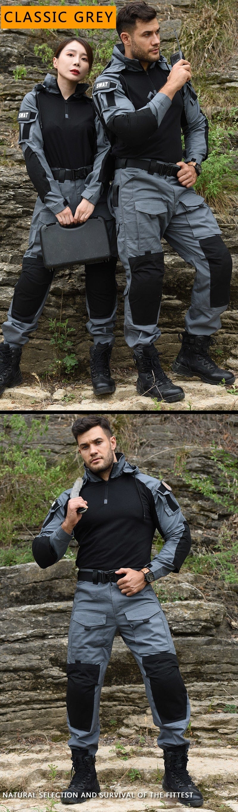 Tactical Uniform Pants and Shirt with Pads Outdoor Clothing