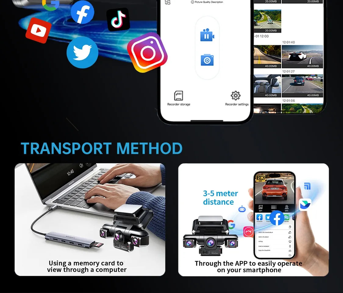 TiESFONG i7pro 4CH GPS Radar Dash Cam 360 24H Parking Monitor Smart Technology  BushLine