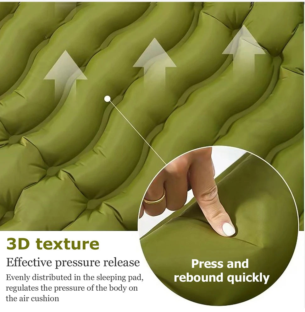 Ultra-Light Self-Inflating Double Mattress with Pillow Air Bed Camping Equipment