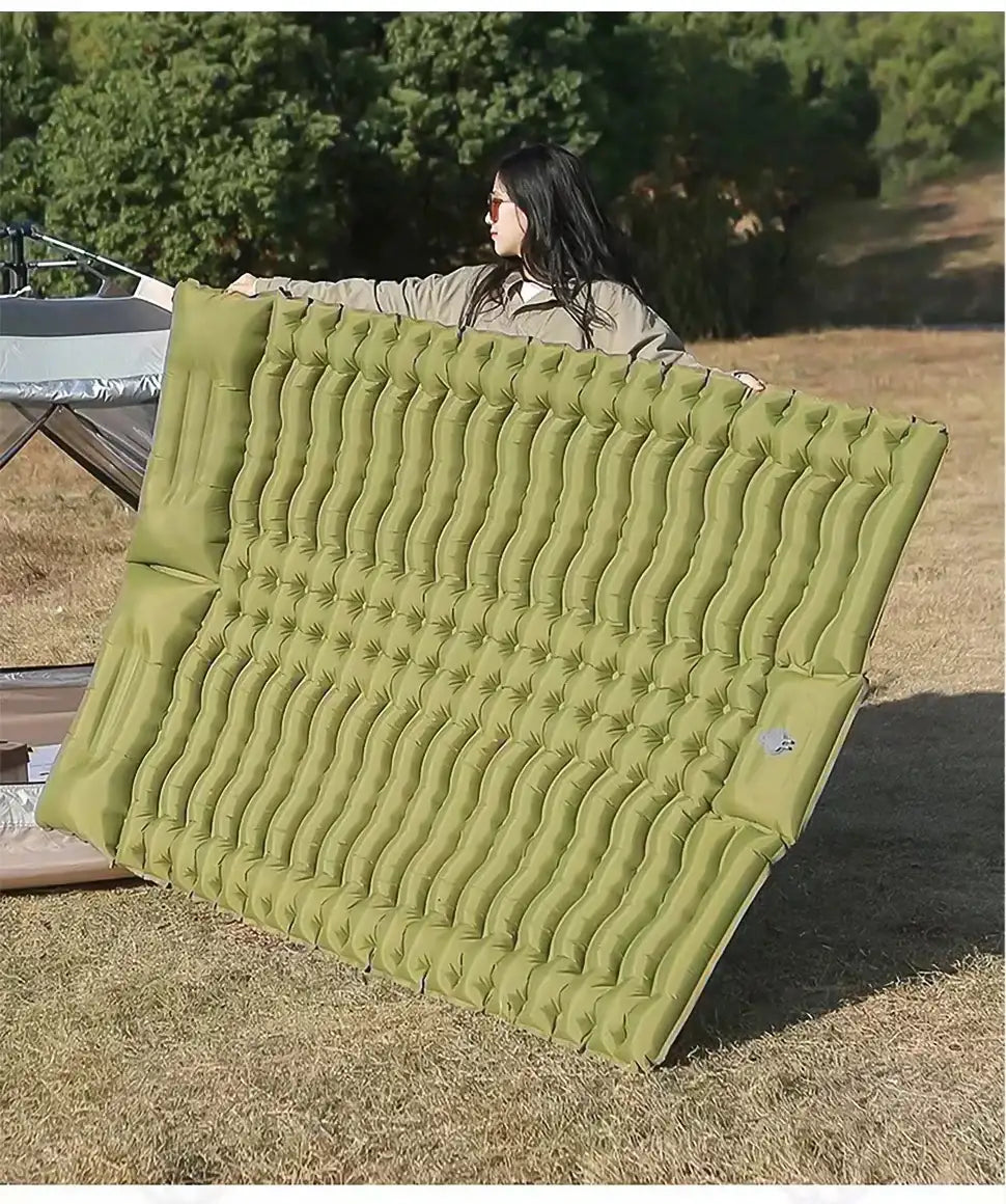 Ultra-Light Self-Inflating Double Mattress with Pillow Air Bed Camping Equipment