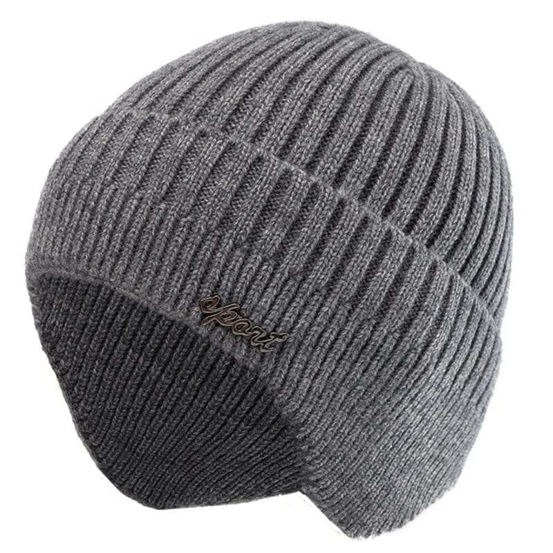 Unisex Winter Wool Beanie with Earflaps Thermal & Wool Beanies BushLine Grey 55cm-60cm