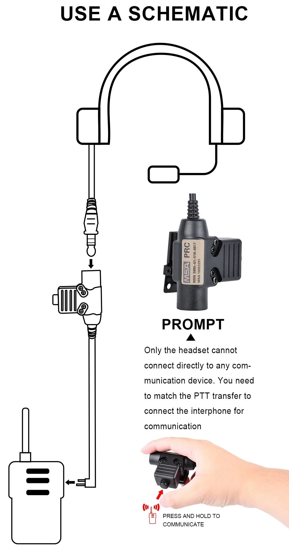 Walker U94 PTT 7.0 Plug Headset Adapters