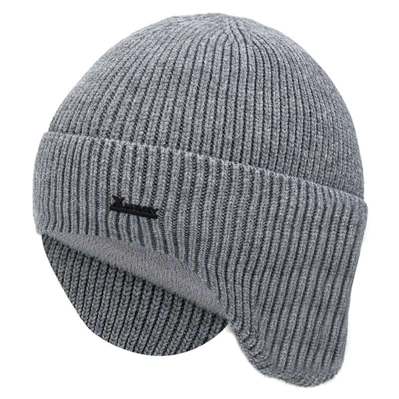 Warm up Wool Beanie with Earflaps Thermal & Wool Beanies BushLine Grey 55cm-60cm