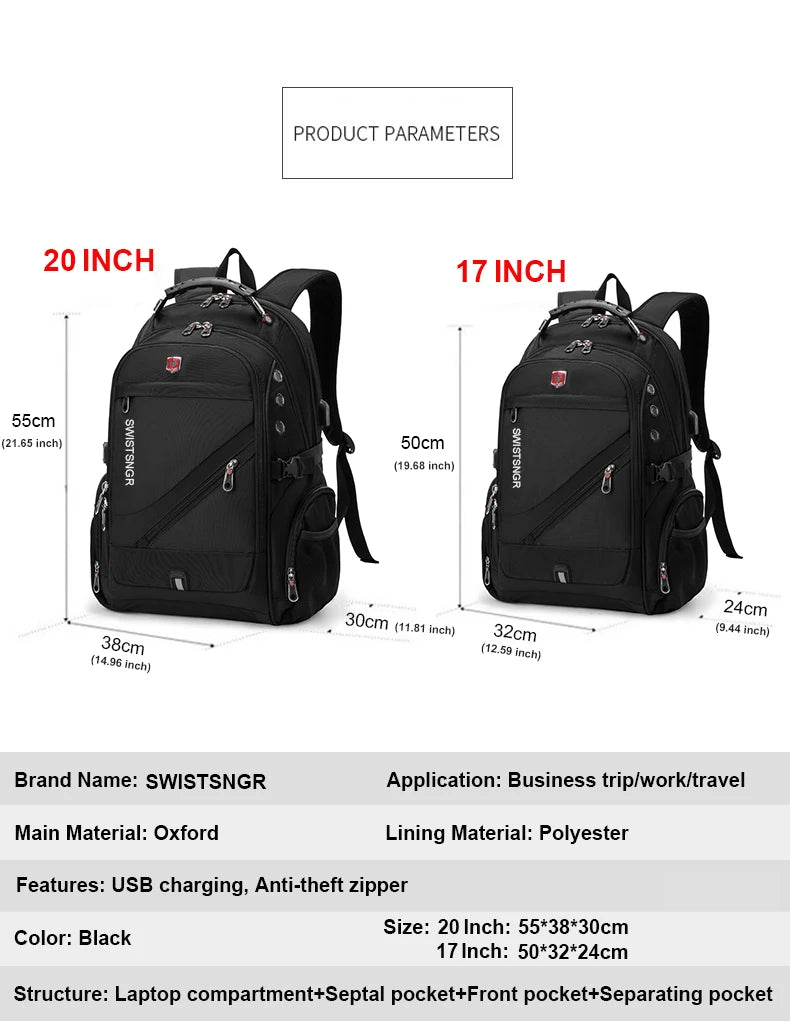 Waterproof 17/20 Inch Laptop Backpack Anti theft BackPacks  BushLine