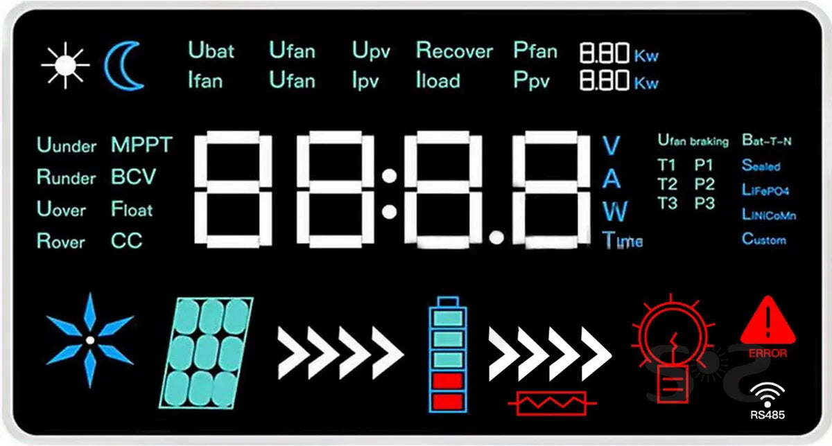 Wi-Fi Wind Solar Hybrid Controller MPPT Lifepo4 1Kw 2Kw 3Kw Wind Power BushLine