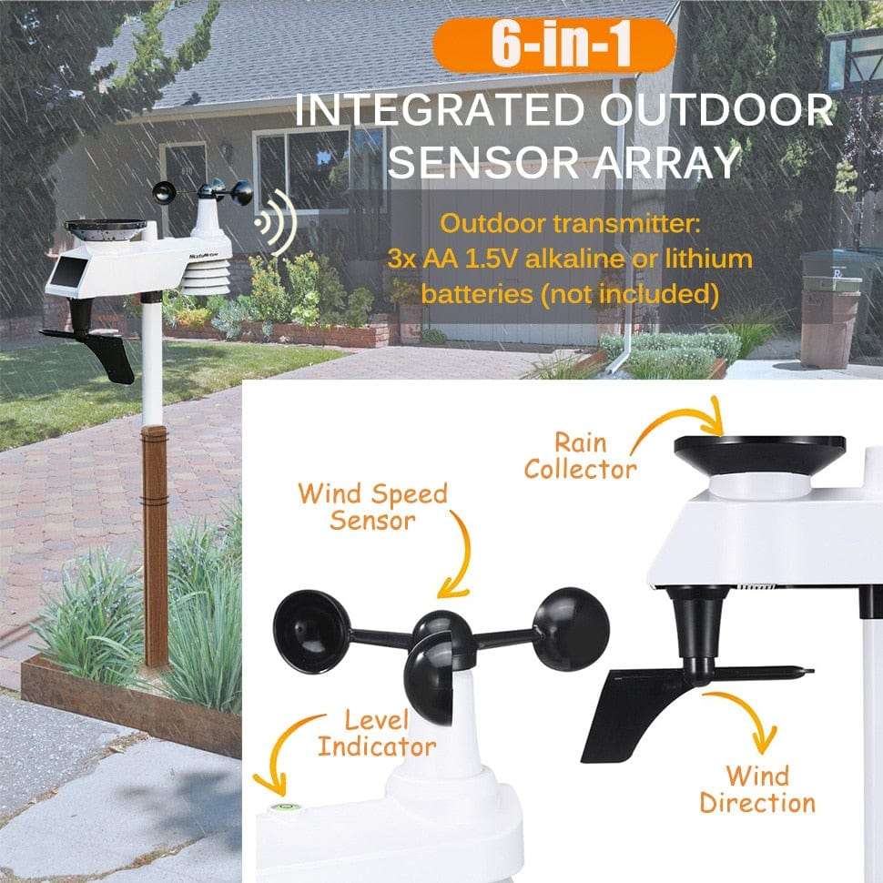 WiFi Weather Station Thermo Hygro Barometer Wind Direction Speed Wind Power Vertical BushLine
