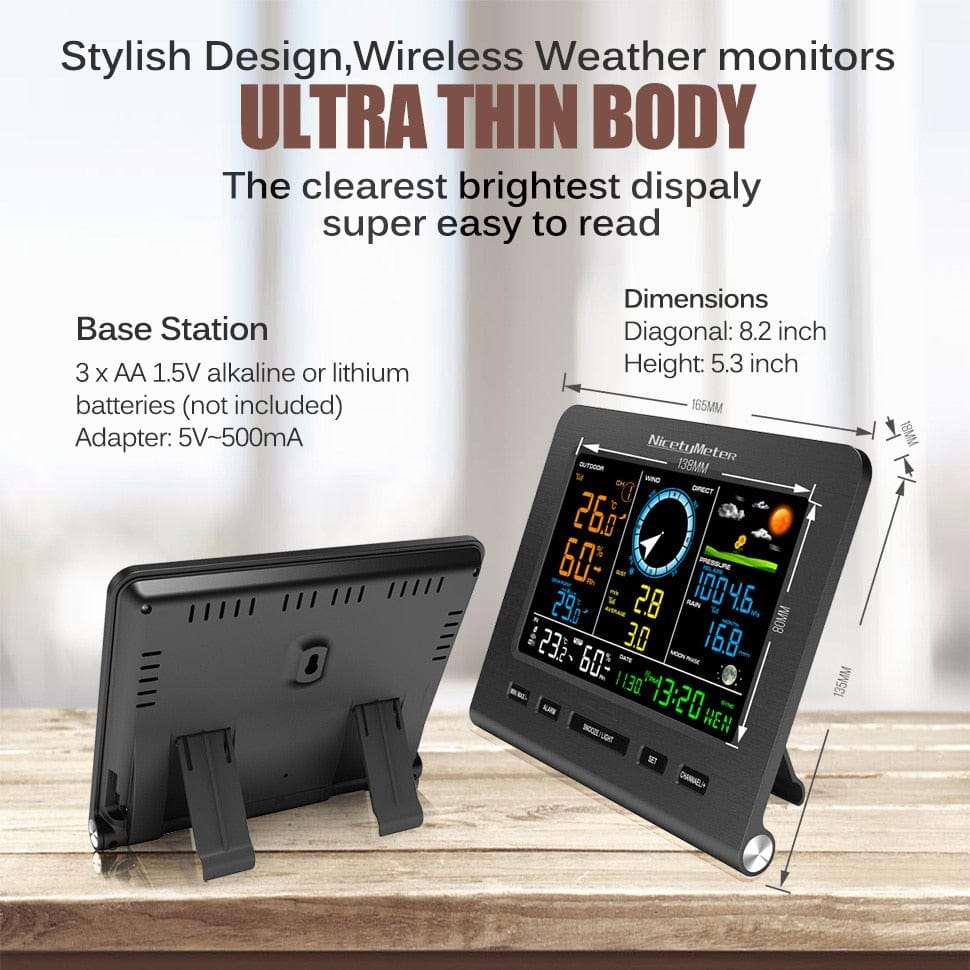 WiFi Weather Station Thermo Hygro Barometer Wind Direction Speed Wind Power Vertical BushLine