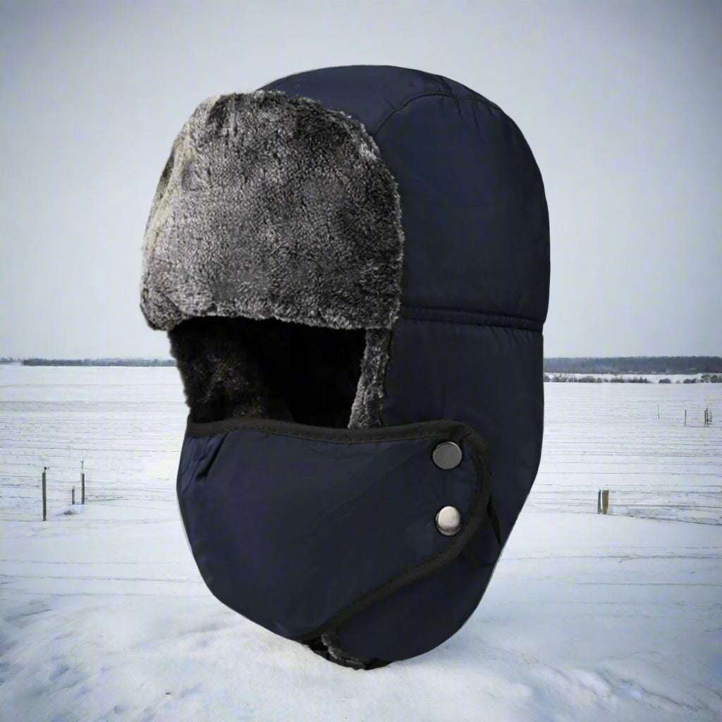 Winter Warm & Windproof Mask Pilot Hat Wool Beany Thermal & Wool Beanies BushLine Blue