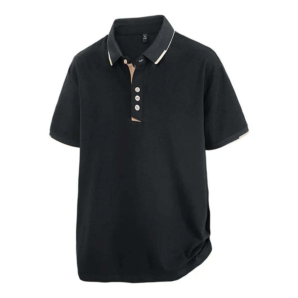 Black tipped-collar polo shirt