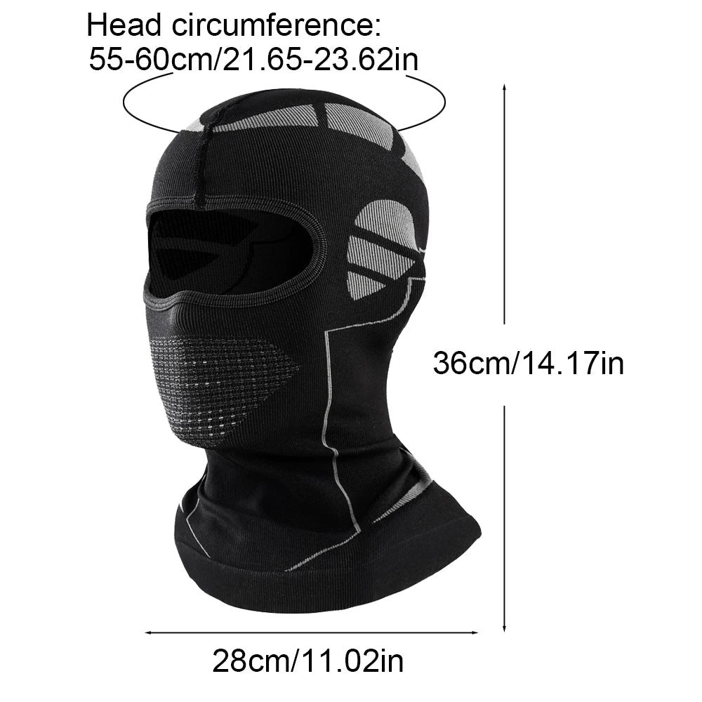 Maker drawing of the balaclava: fits heads 55 to 60 cm round, 36 cm long and 28 cm wide