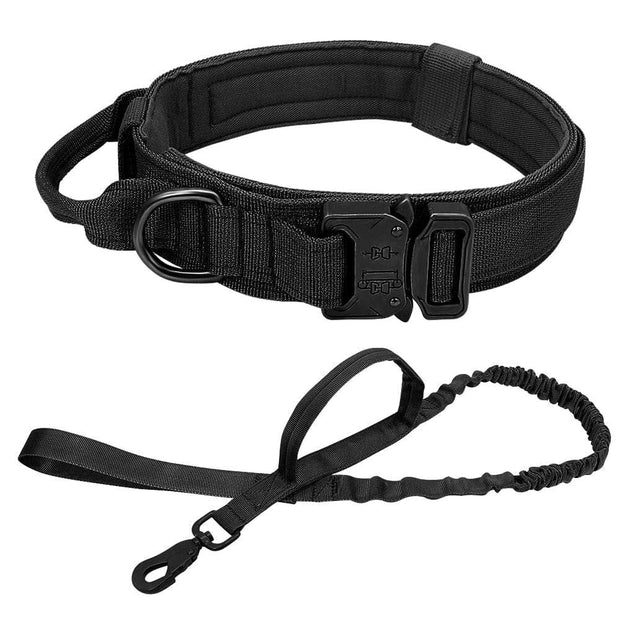 Dog Harness Collar Leash Combo No Pull Dog Stuff BushLine Black Collar & Leash M 