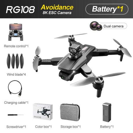 RG108 Obstacle Avoidance Drone 8K GPS Smart Return Drones BushLine Black avoidance  