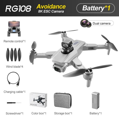 RG108 Obstacle Avoidance Drone 8K GPS Smart Return Drones BushLine Silver avoidance  