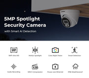H.View 5Mp Ip Camera Ai Face Detection Security Cameras BushLine   