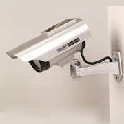 Fake CCTV Camera Solar Powered security systems BushLine Silver  