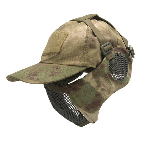 Foldable Half Face Steel Mesh Mask &  Baseball Cap tactical hats BushLine ATFG  