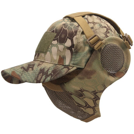 Foldable Half Face Steel Mesh Mask &  Baseball Cap tactical hats BushLine CLMC 1  