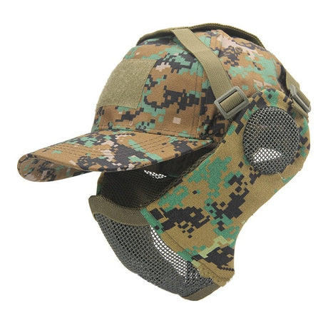 Foldable Half Face Steel Mesh Mask &  Baseball Cap tactical hats BushLine CLSM  