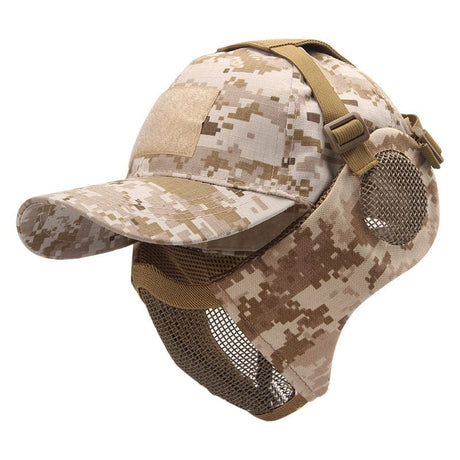 Foldable Half Face Steel Mesh Mask &  Baseball Cap tactical hats BushLine SMSM  
