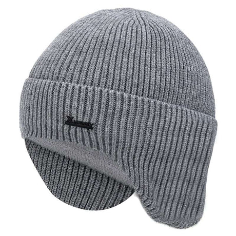 Warm up Wool Beanie with Earflaps Thermal & Wool Beanies BushLine Grey 55cm-60cm 