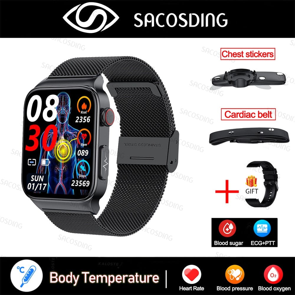 Smart Watch Mediatek Blood Glucose ECG PPG Watchs BushLine