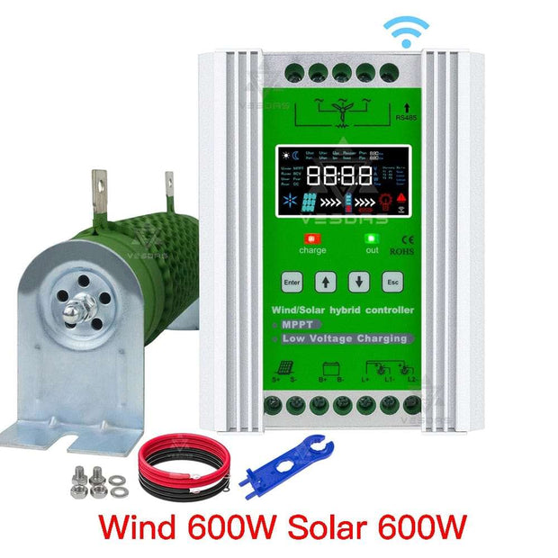 3000W WiFi Wind Solar Hybrid Charge Controller Wind Power BushLine Wind 600W Solar 600W With Wifi|Auto 12V 24V 48V 
