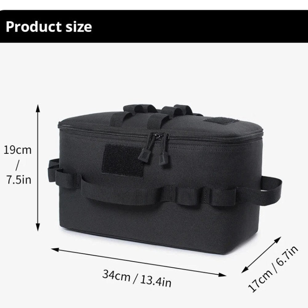 Maker drawing of the bag: 34 cm long, 17 cm deep and 19 cm high