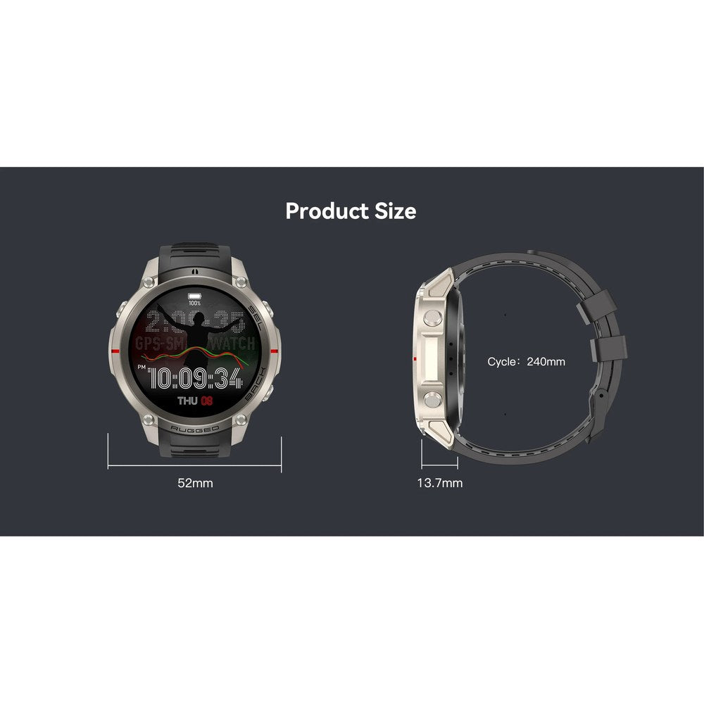 DM59 dimension drawing: 52 mm across the case, 13.7 mm thick, strap 240 mm around