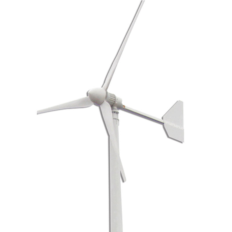 G-3000 heavy-duty horizontal wind turbine close-up: three-blade rotor, nacelle and tail fin - representative family photo